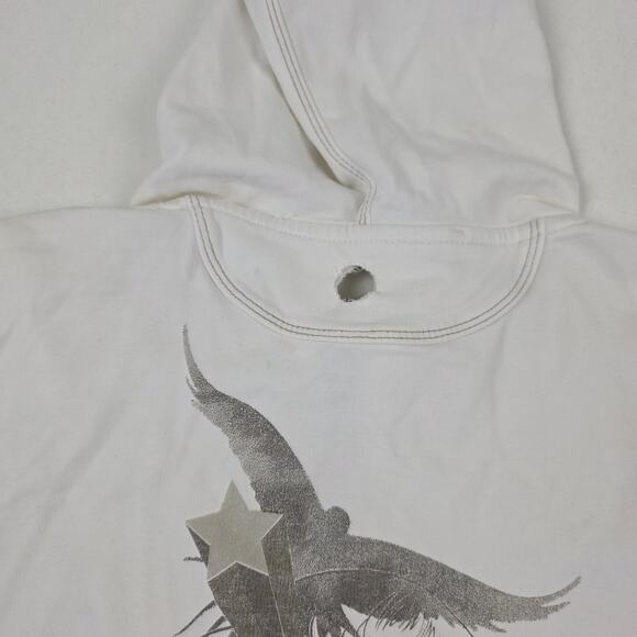 Max Mara Sportmax Code Hoodie Womens Medium White Full Zip Graphic Back Eyelet - Picture 12 of 14